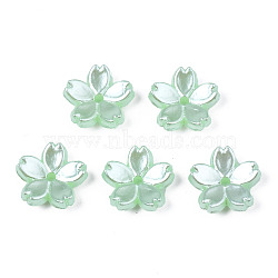 Acrylic Imitation Pearl Beads, Sakura Flower, Aquamarine, 11x11.5x4mm, Hole: 1.4mm(OACR-N012-002F)