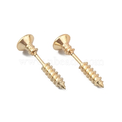 304 Stainless Steel Screw Shape Front Back Stud Earrings, Creative Stud Earrings for Men Women, Golden, 25x7.5mm, Pin: 1.1mm(STAS-WH0061-23G)