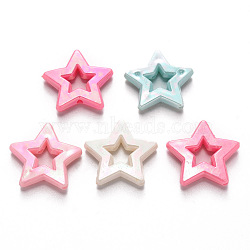 Opaque Acrylic Beads, AB Color Plated, Star, Mixed Color, 25x26x5.5mm, Hole: 2mm, about 350pcs/500g(SACR-R250-02)
