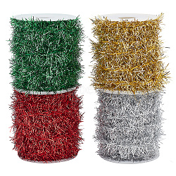 Elite 4 Rolls 4 Colors Shiny Tinsel Hanging Garland, For Xmas/Wedding/Birthday Party Decoration, Mixed Color, 18~20mm, 3m/roll, 1roll/color(AJEW-PH0001-22)