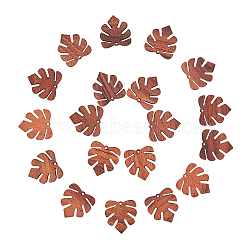 Undyed Walnut Wood Pendants, Tropical Leaf Charms, Monstera Leaf, Saddle Brown, 29.5x28x2.5mm, Hole: 2mm, 20pcs/box(WOOD-CA0001-03)