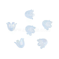 6-Petal Imitation Jelly Acrylic Bead Caps, AB Color Plated, Flower, Light Blue, 11.5x10.5x8.5mm, Hole: 1.4mm, about 2100pcs/500g(JACR-T002-02C)