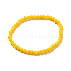 Faceted Glass Rondelle Beads Stretch Bracelet for Kid, Opaque Solid Color Glass Bracelet, Gold, 4x3.5mm, Inner Diameter: 1-7/8 inch(4.8cm)(BJEW-JB06807-04)