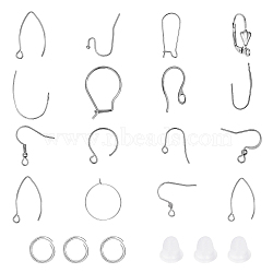304 Stainless Steel & 316 Surgical Stainless Steel Earring Hooks & Earring Hooks & Jump Rings, with Plastic Ear Nuts, Stainless Steel Color, 74x72x17mm(STAS-UN0002-89P)
