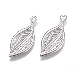 Tarnish Resistant 304 Stainless Steel Pendants, Leaf, Stainless Steel Color, 19x8x0.6mm, Hole: 1mm(STAS-G227-04P)