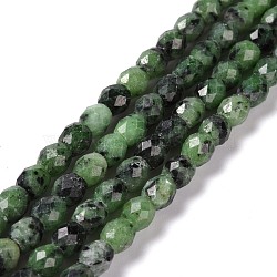 Natural Ruby in Zoisite Beads Strands, Faceted, Barrel, 6x6mm, Hole: 1mm, about 62pcs/strand, 15.16''(38.5cm)(G-K318-03)
