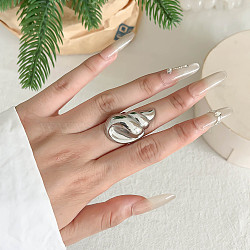 304 Stainless Steel Finger Rings, Stainless Steel Color, Shell Shape, Inner Diameter: Adjustable(FS-WGE331D-02)
