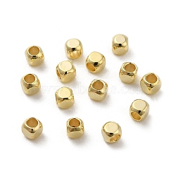 Brass Spacer Beads, Cube, Real 14K Gold Plated, 2x2x2mm, Hole: 1.2mm(KK-P249-01A-G01)
