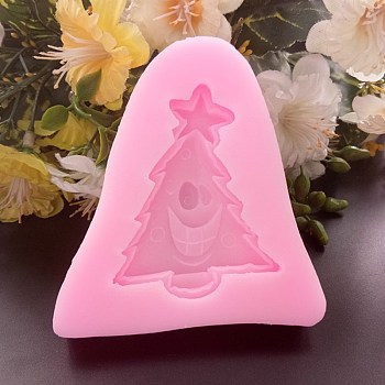 Food Grade Silicone Molds, Fondant Molds, For DIY Cake Decoration, Chocolate, Candy, UV Resin & Epoxy Resin Jewelry Making, Christmas Tree, Hot Pink, 79x86x14mm, Inner Size: 64x50mm