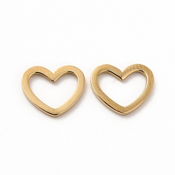 Ion Plating(IP) 304 Stainless Steel Linking Rings, Heart, Real 14K Gold Plated, 7x9x1mm, Inner Diameter: 4x7mm