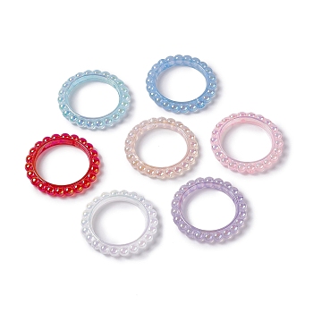 UV Plating Opaque Acrylic Beads Frames, Flower Ring, Mixed Color, 42.5x43x5.5mm, Hole: 2.5mm, Inner Diameter: 31mm