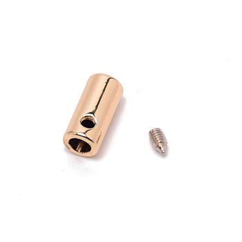 Zinc Alloy Cord Ends, with Screw, Column, Light Gold, 13x6mm, Hole: 2mm, Inner Diameter: 4.5mm