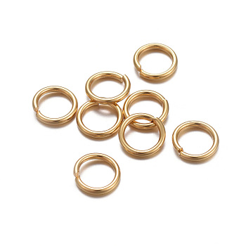 304 Stainless Steel Open Jump Rings, Real 24K Gold Plated, 18 Gauge, 7x1mm, Inner Diameter: 5mm