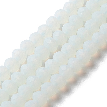 Imitation Jade Solid Color Glass Beads Strands, Faceted, Frosted, Rondelle, Light Cyan, 8mm, Hole: 1mm, about 65~68pcs/strand, 15.7~16.1 inch(40~41cm)