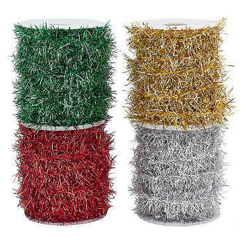 Elite 4 Rolls 4 Colors Shiny Tinsel Hanging Garland, For Xmas/Wedding/Birthday Party Decoration, Mixed Color, 18~20mm, 3m/roll, 1roll/color