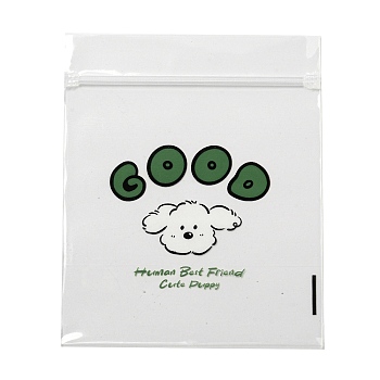 Rectangle Plastic Zip Lock Gift Bags, Resealable Bags with Cute Puppy Pattern, Green, 12x10x0.02cm, Unilateral Thickness: 2.5 Mil(0.065mm)