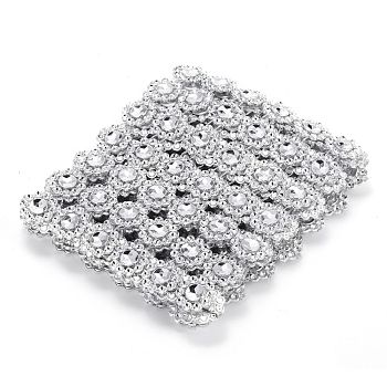6 Rows Plastic Diamond Mesh Wrap Roll, Rhinestone Crystal Ribbon, for DIY Wedding Party Favors Decorations Craft, Silver, 97x2mm
