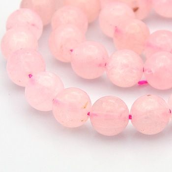 Round Natural Rose Quartz Beads Strands, 10mm, Hole: 1mm, about 40pcs/strand, 15.7 inch