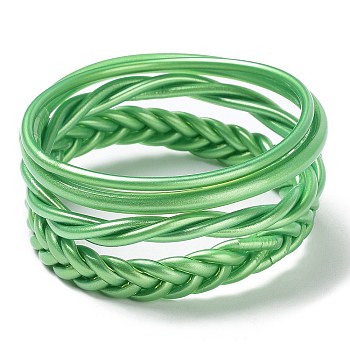 4Pcs 4 Style Plastic Cord Braided Stretch Bracelets Set, Dark Sea Green, Inner Diameter: 2-1/2 inch(6.2~6.5cm), 1Pc/style