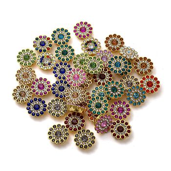 Acrylic Rhinetsone Cabochons, with ABS Plastic, Flat Back, Flower, Mixed Color, 13x13x4.5mm