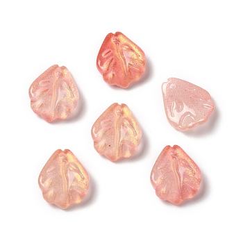 Dyed & Heated Glass Pendants, with Glitter Powder, Carnation Petaline, Dark Orange, 17.5x15x4.5mm, Hole: 1.4mm