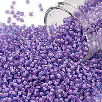 TOHO Round Seed Beads, Japanese Seed Beads, (937) Inside Color Aqua/Bubble Gum Pink Lined, 11/0, 2.2mm, Hole: 0.8mm, about 1110pcs/10g