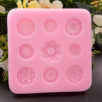 Food Grade Silicone Molds, Fondant Molds, For DIY Cake Decoration, Chocolate, Candy, UV Resin & Epoxy Resin Jewelry Making, Flower, Hot Pink, 90x90x8mm, Inner Size: 14~23mm