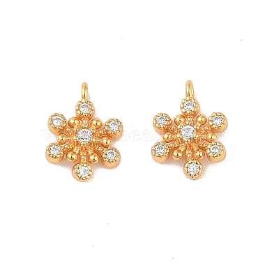 Real 18K Gold Plated Clear Snowflake Sterling Silver+Cubic Zirconia Charms