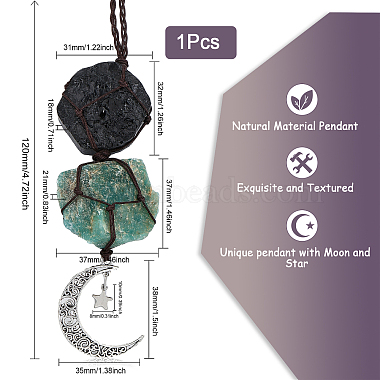 Décoration pendentif tourmaline brute naturelle et amazonite(HJEW-WH0043-21A)-2