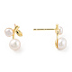Natural Pearl Cherry Stud Earrings with 925 Sterling Silver Pins(EJEW-T019-03G)-4