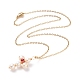 Collier pendentif croix tressée en agate rouge naturelle et perle(NJEW-JN03920-03)-4