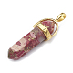 Synthetic Gold Line Regalite/Imperial Jasper/Sea Sediment Jasper Double Terminated Pointed Pendants(G-S329-013)-2