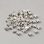 Cross Tibetan Style Alloy Beads, Antique Silver, 6x6.5x2.5mm, Hole: 1.4mm(FIND-WH00670-142)