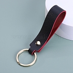 PU Leather Keychain, with Metal Key Ring, Rectangle, Black, 8.8x1.8cm(PW-WG22473-05)