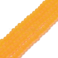 Transparent Glass Beads Strands, Faceted, Frosted, Rondelle, Orange, 8mm, Hole: 1mm, about 65~68pcs/strand, 15.7~16.1 inch(40~41cm)(EGLA-A034-T8mm-MD05)