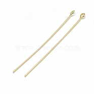 Brass Eye Pins, Real 18K Gold Plated, 50mm, Hole: 1mm, Pin: 0.8mm(KK-T032-001G)