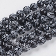 Natural Snowflake Obsidian Beads Strands, Round, 10mm, Hole: 1mm(G-G515-10mm-01)