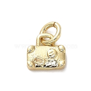 Brass Charms, with Jumnp Rings, Bag, 7x7x1.5mm(KK-H493-01G-08)