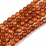 Natural Agate Beads Strands, Dyed, Round, Chocolate, 4mm, Hole: 0.5mm, about 91~95pcs/strand, 14.57 inch~15.35 inch(37~39cm)(G-S359-241F)