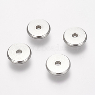 304 Stainless Steel Spacer Beads, Flat Round, Stainless Steel Color, 10x2mm, Hole: 2mm(STAS-E136-68)