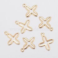 201 Stainless Steel Tiny Cross Charms, Real 18k Gold Plated, 13.5x11x0.7mm, Hole: 1mm(X-STAS-H436-42)