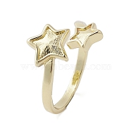 Brass Adjustable Rings, Star, Real 18K Gold Plated, US Size 7 1/2(17.5mm)(RJEW-K257-72G)