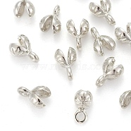 Platinum Brass Bead Tips, Calotte Ends, Clamshell Knot Cover, 8.5x4x4.5mm, Hole: 1mm(X-KK-N0002-04P)