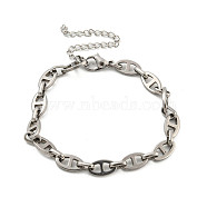 304 Stainless Steel Oval Link Chains Bracelets for Men & Women, Stainless Steel Color, 7-1/8 inch(18cm)(BJEW-D042-22A-P)