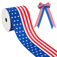 Independence Day Polyester Ribbon, for Gift Wrapping, Party Decoration, Flag Pattern, Royal Blue, 2-1/2 inch(63mm), about 10 yards/roll(OCOR-WH0078-18C)
