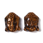 Natural Tiger Eye Carved Pendants, Buddha Charms, 29x22.5x11mm, Hole: 0.5mm(G-I361-01B)