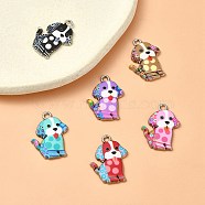 12Pcs 6 Colors Alloy Enamel Pandants, Lead Free & Cadmium Free, Platinum, Dog Charm, Mixed Color, 21.5x16x2mm, Hole: 1.8mm, 2pcs/color(ENAM-YW0003-80)