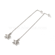 304 Stainless Steel Long Chain with Star Dangle Stud Earrings for Women, Stainless Steel Color, 108x1.2mm, Pin: 0.7mm(EJEW-A068-04P)