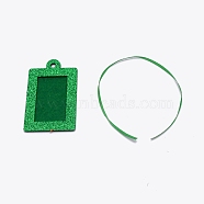 Vertical Design Rectangle Felt Glitter Photo Frame Card, with Ribbon, for Christmas Pendant Decorations, Green, 80.5x49x2mm, Hole: 5mm, 50x30mm inner diameter(HJEW-WH0036-11B)