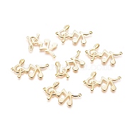 Brass Links connectors, Musical Note, Real 18K Gold Plated, 16.5x29.5x1mm, Hole: 1.2mm(KK-L180-058G)